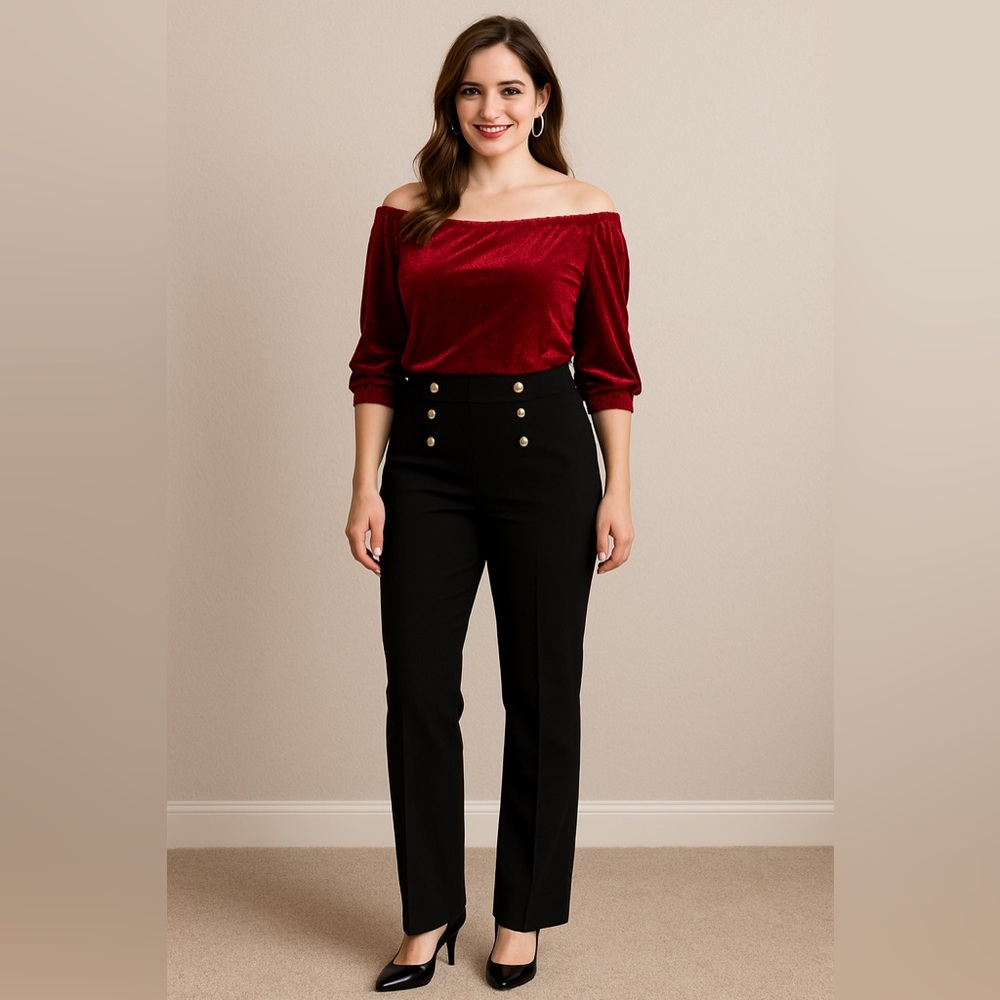Metrostyle Black Double-Button Trousers